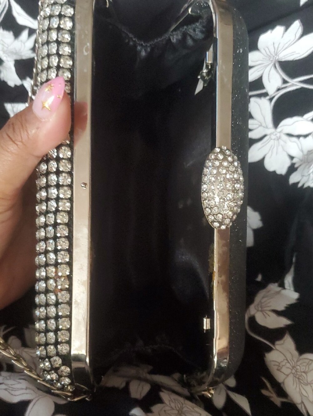 Source Unknown Silver Rhinestone Chain Clutch - Picture 8 of 9